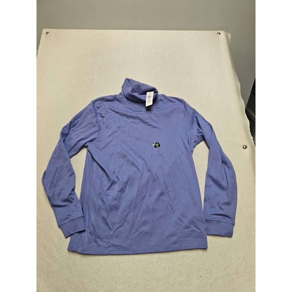 LL Bean Womens Interlock Turtleneck Larkspur Blue Long Sleeve Top M Reg 188450